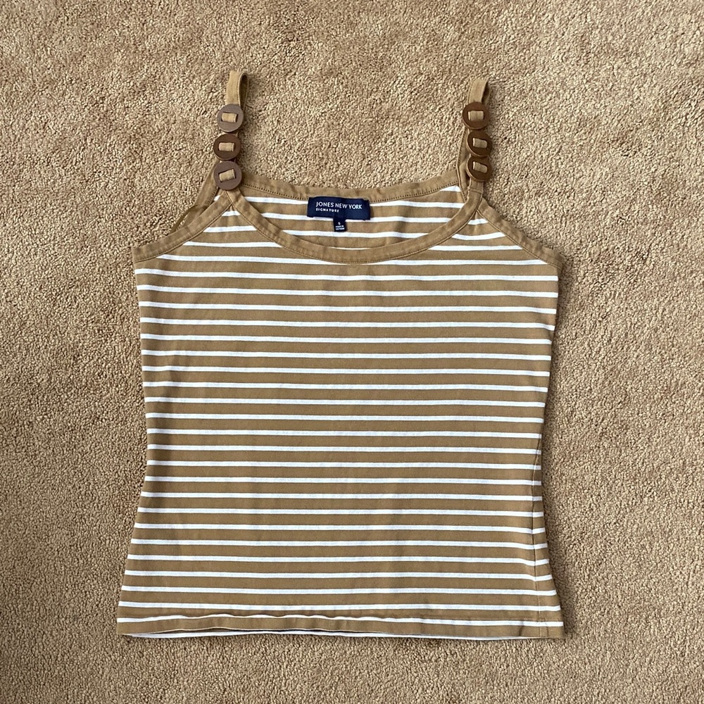 Jones New York tan and white tank top with an